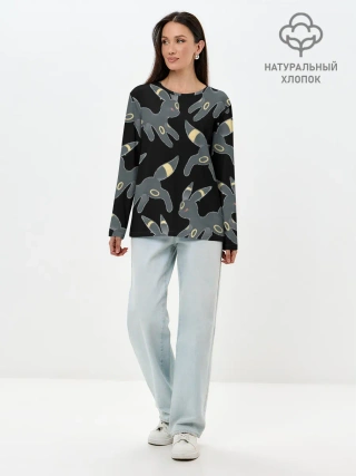 Лонгслив женский. Хлопок / покемон Амбреон