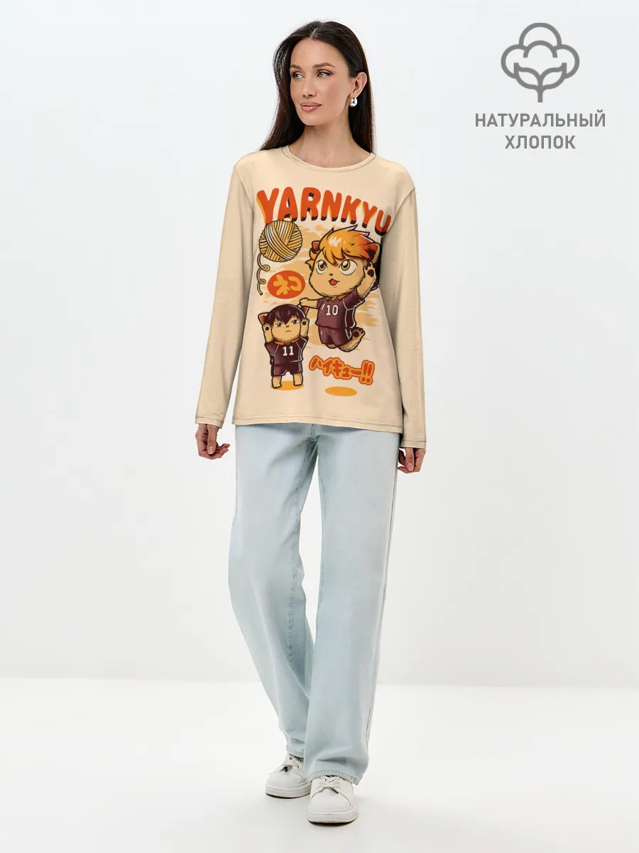 Лонгслив женский. Хлопок / YARNKYU Haikyu!! | ЯКУ Хайкью!!