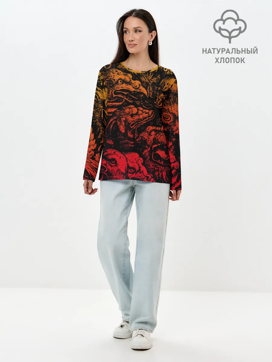 Лонгслив женский. Хлопок / Grotesque animals