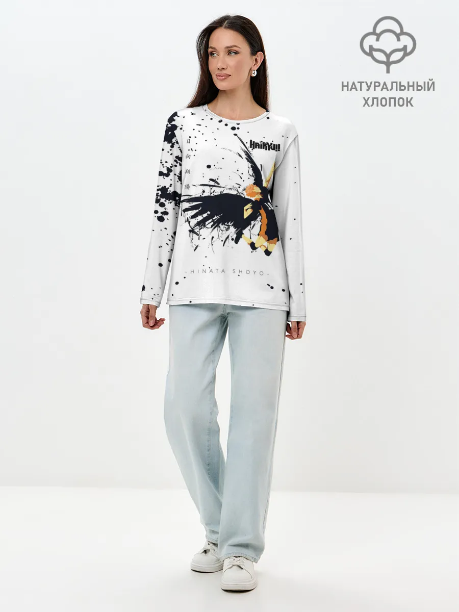 Лонгслив женский. Хлопок / Шоё Хината с крыльями Haikyuu!!