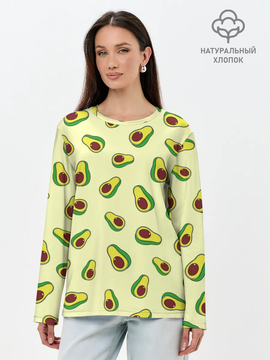 Лонгслив женский. Хлопок / Авокадо / Avocado