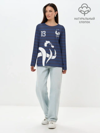 Лонгслив женский. Хлопок / Канте в стиле формы Франции