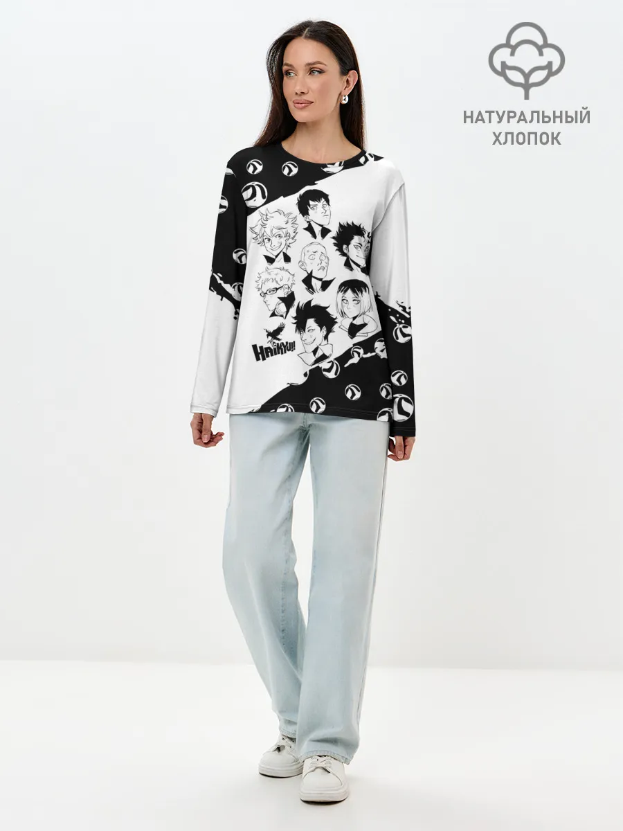 Лонгслив женский. Хлопок / ВОЛЕЙБОЛ!! семь персонажей