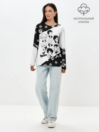 Лонгслив женский. Хлопок / ВОЛЕЙБОЛ!! семь персонажей