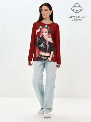 Лонгслив женский. Хлопок / Стримерша