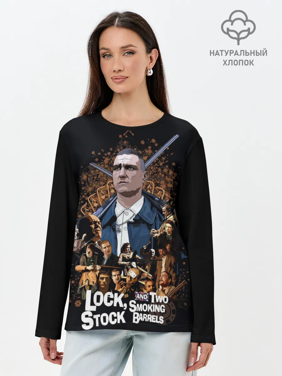 Лонгслив женский. Хлопок / Карты, деньги, два ствола