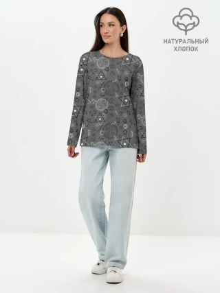 Лонгслив женский. Хлопок / Пентаграммы