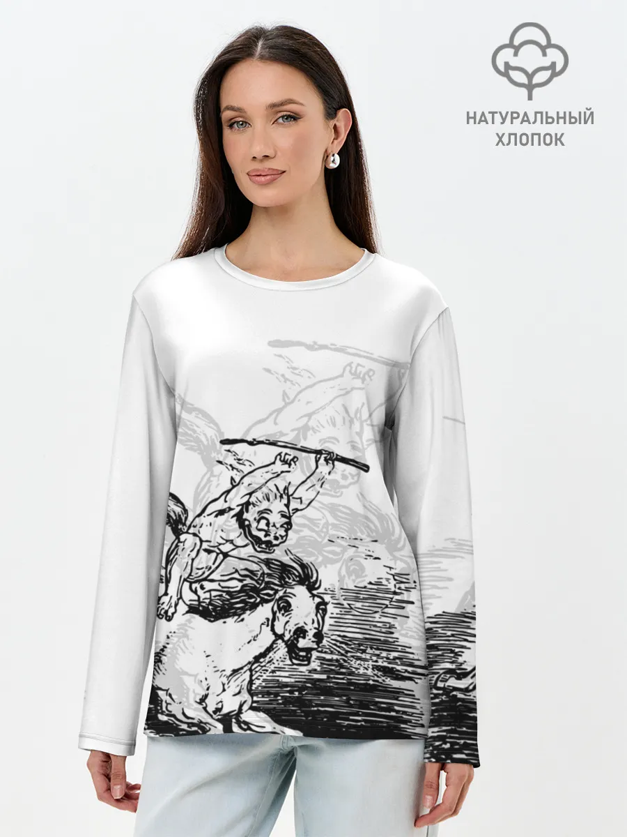 Лонгслив женский. Хлопок / A demon on a horse