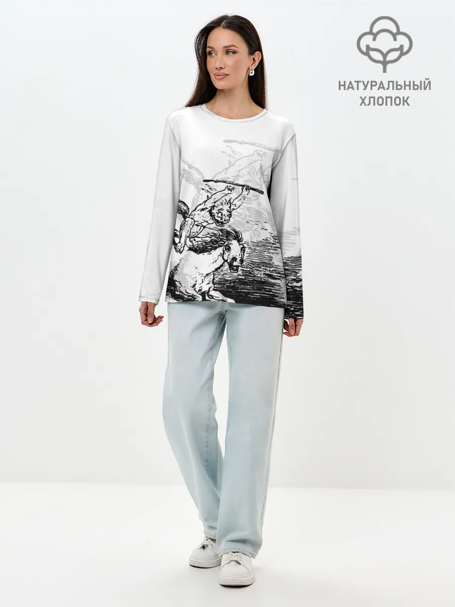 Лонгслив женский. Хлопок / A demon on a horse