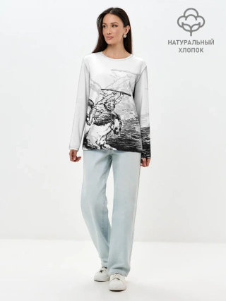 Лонгслив женский. Хлопок / A demon on a horse