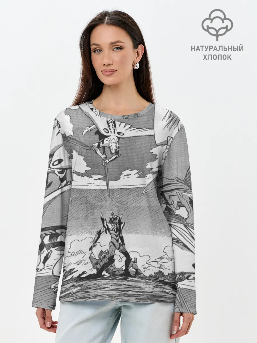 Лонгслив женский. Хлопок / Eves battle with the angel
