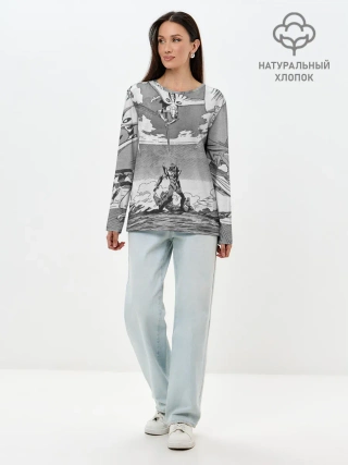 Лонгслив женский. Хлопок / Eves battle with the angel