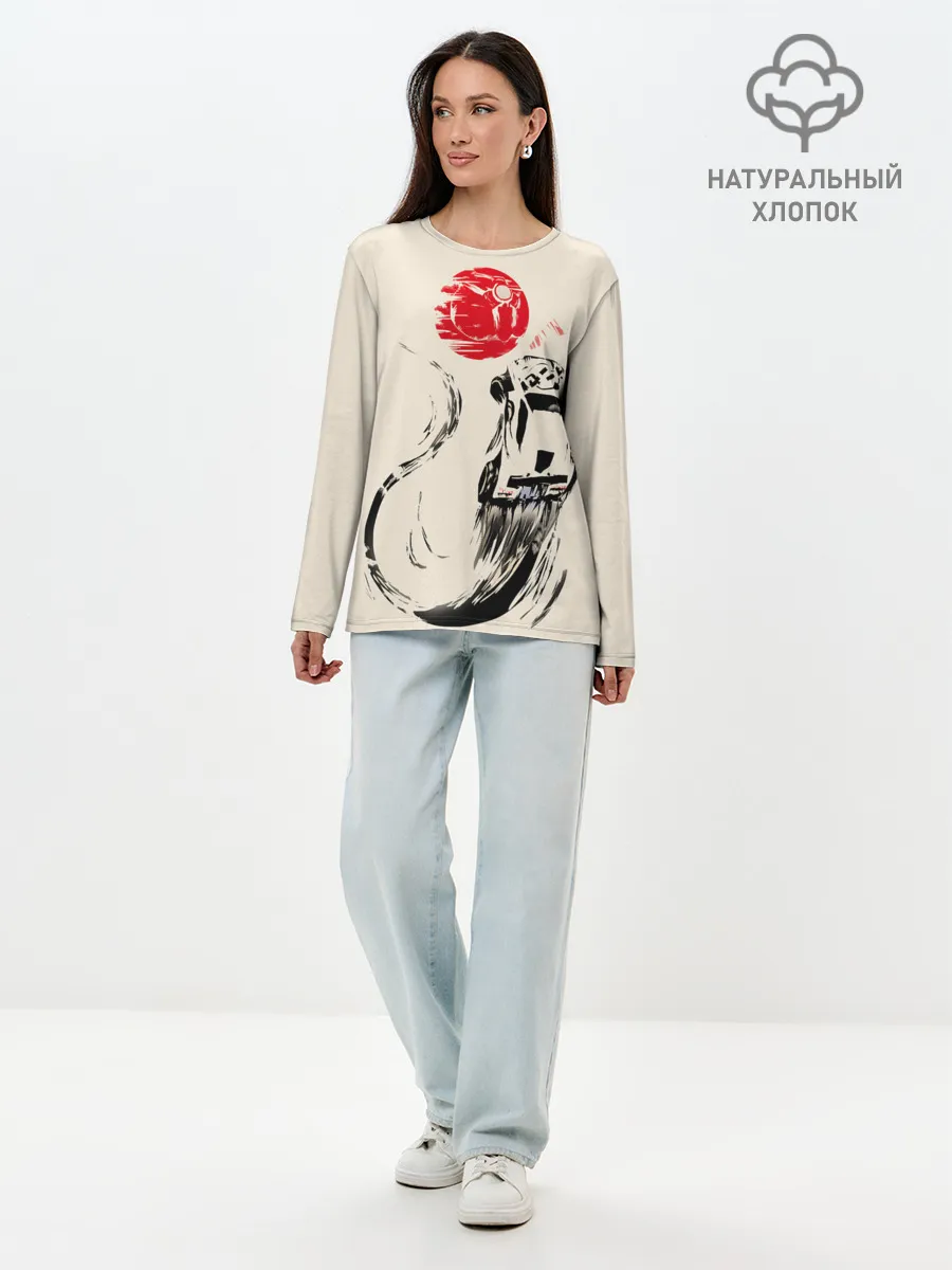 Лонгслив женский. Хлопок / Flying car