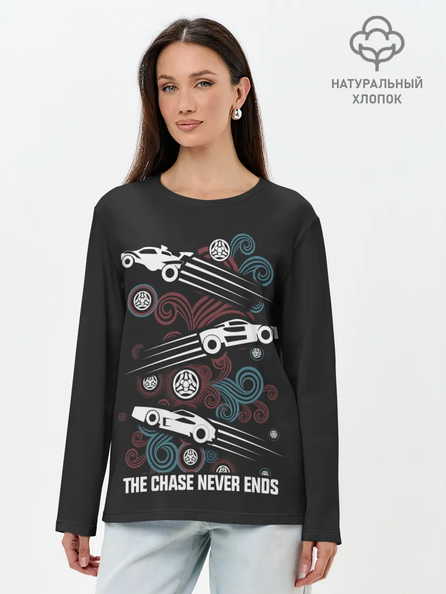 Лонгслив женский. Хлопок / The chase never ends