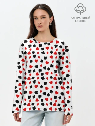 Лонгслив женский. Хлопок / Карточные Масти