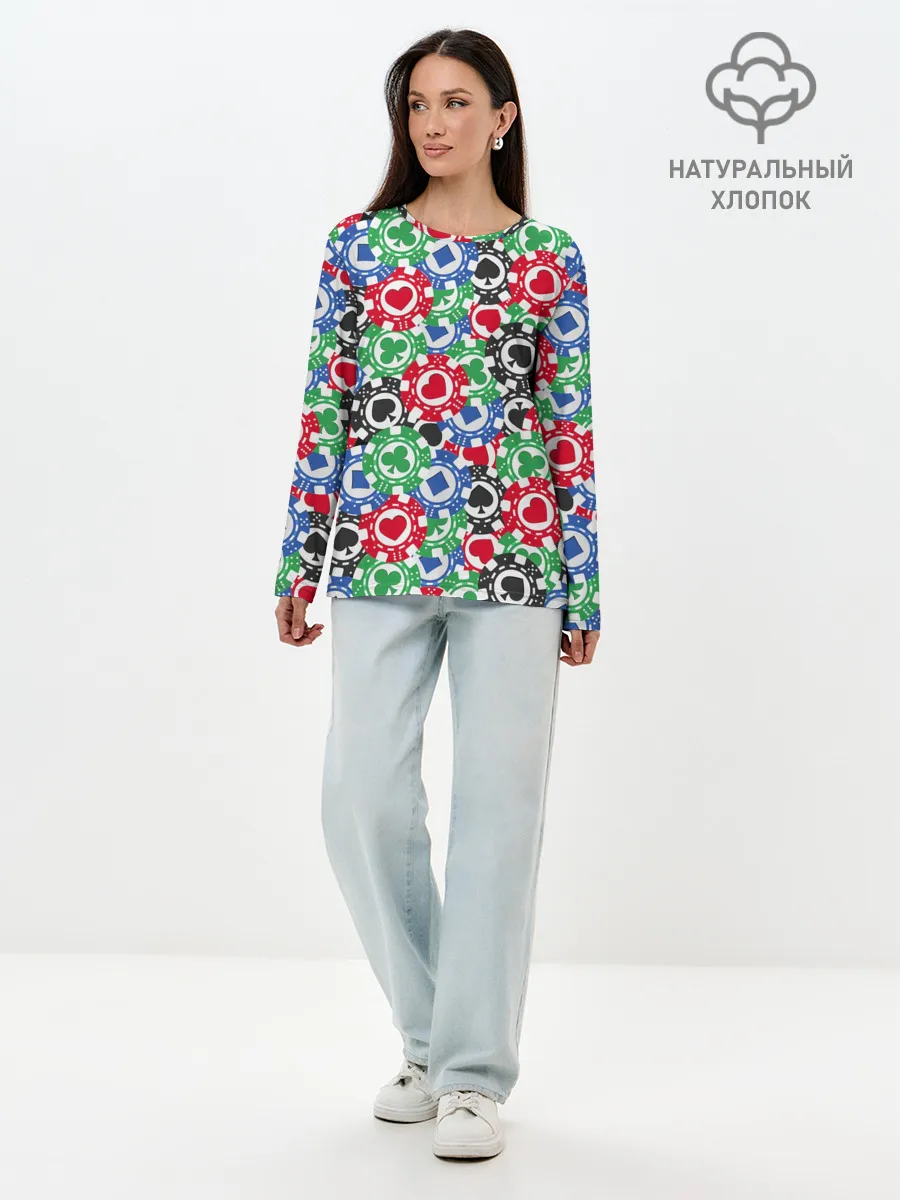 Лонгслив женский. Хлопок / Покер