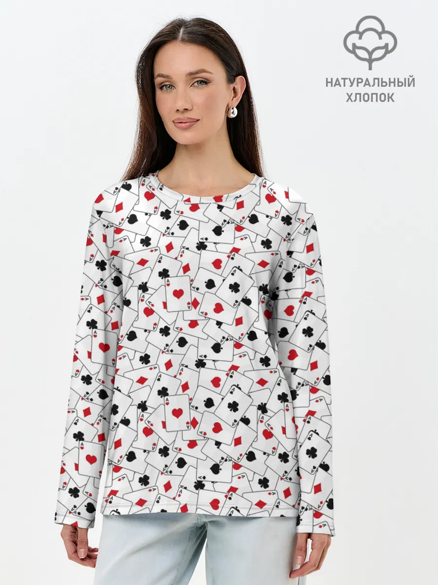 Лонгслив женский. Хлопок / Тузы