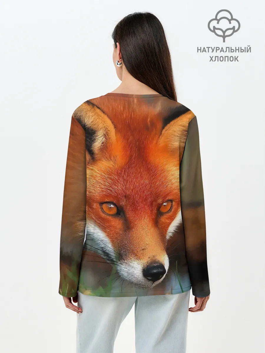 Лонгслив женский. Хлопок / Лисица охотница