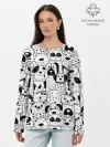 Лонгслив женский. Хлопок / Собаки черно-белое