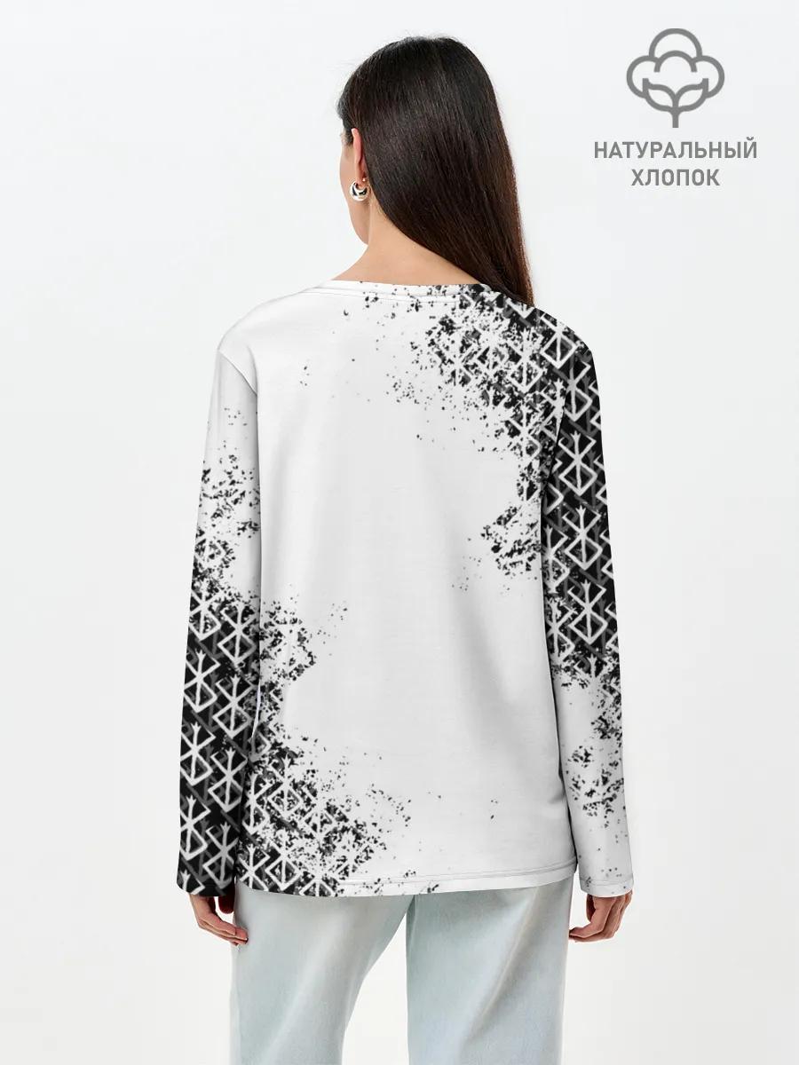 Лонгслив женский. Хлопок / БЕРСЕРК logo ч/б