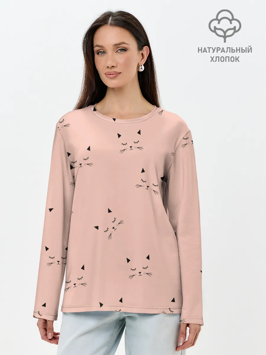 Лонгслив женский. Хлопок / Киски