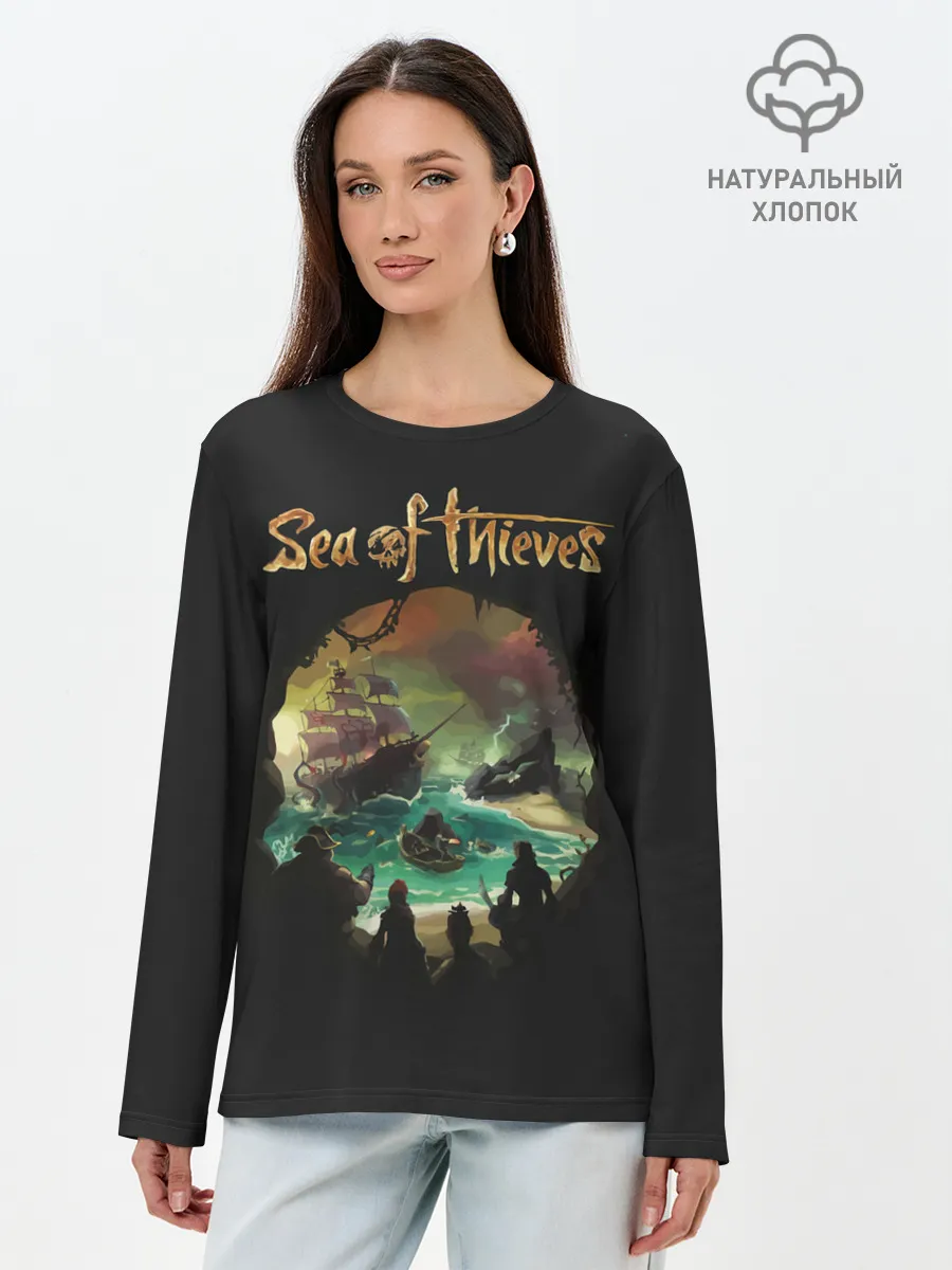 Лонгслив женский. Хлопок / Пещера черепа