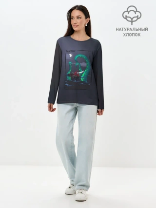 Лонгслив женский. Хлопок / Кракен