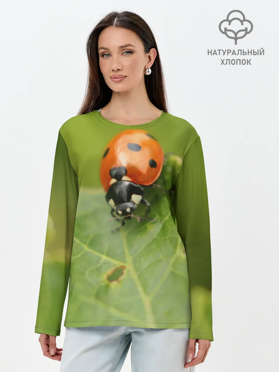 Лонгслив женский. Хлопок / Божья коровка