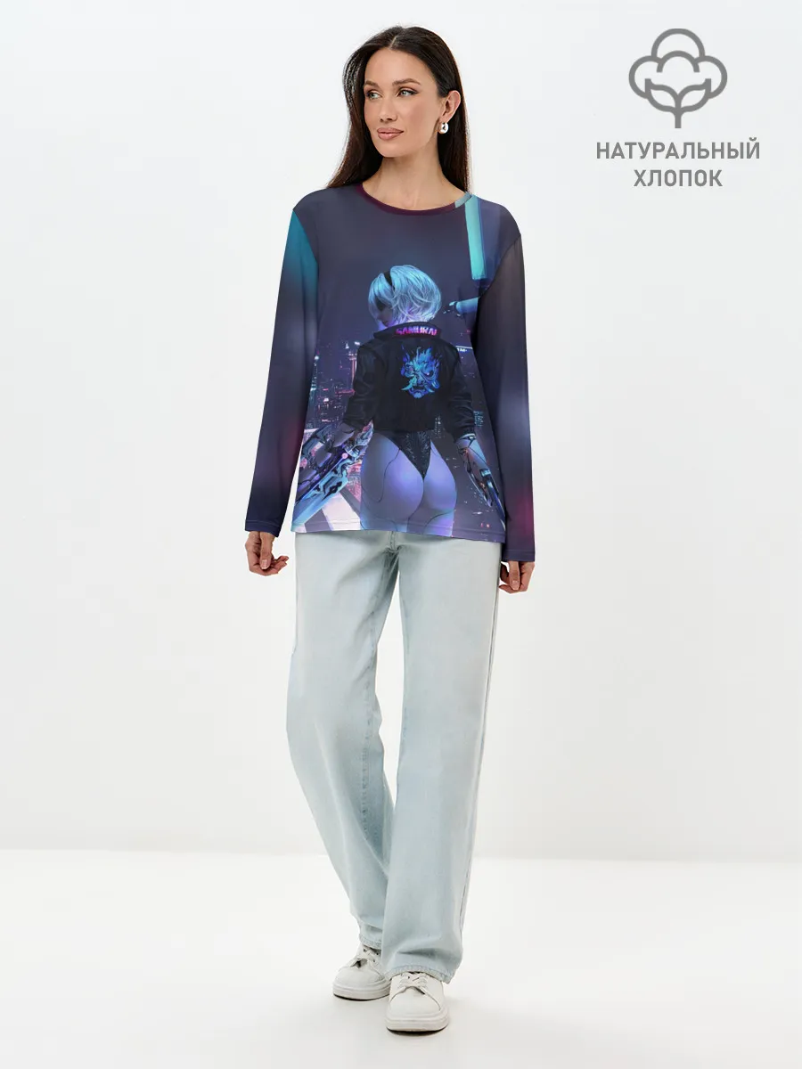 Лонгслив женский. Хлопок / Nier X Cyberpunk