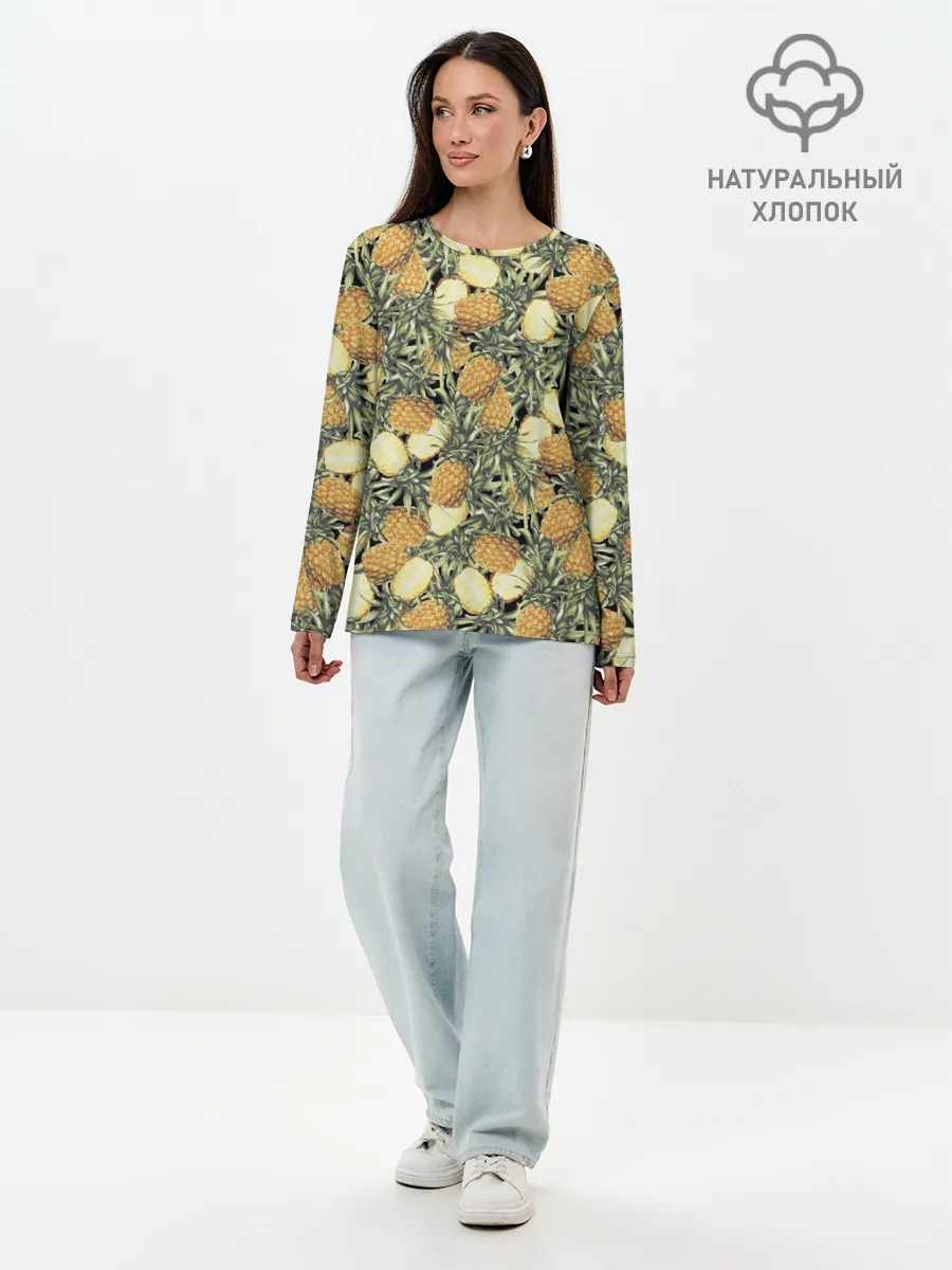 Лонгслив женский. Хлопок / ананасы