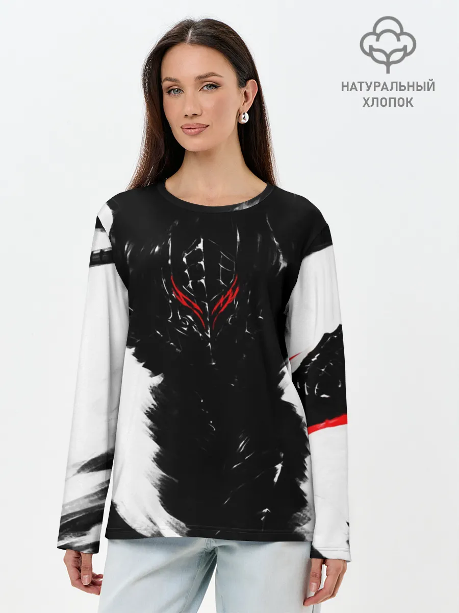 Лонгслив женский. Хлопок / БЕРСЕРК ч/б