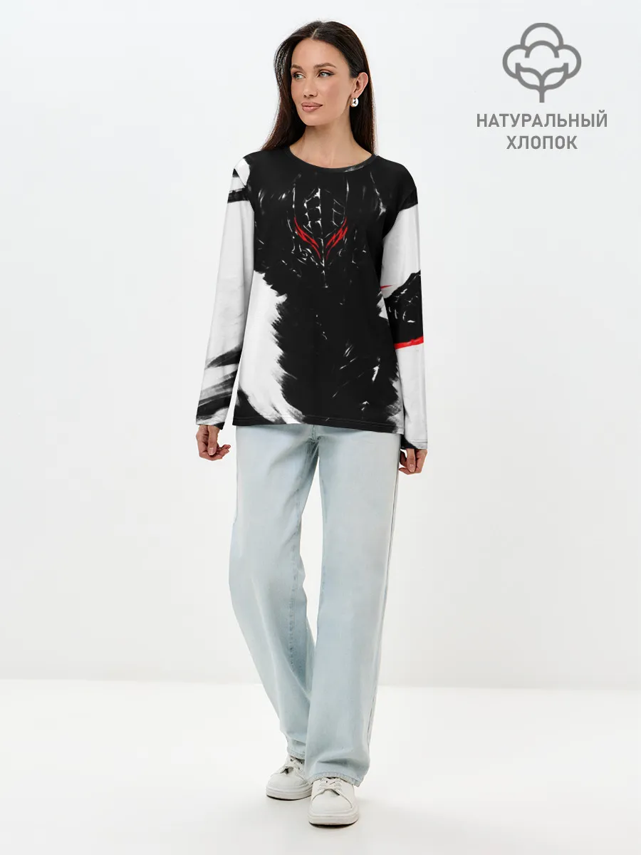 Лонгслив женский. Хлопок / БЕРСЕРК ч/б