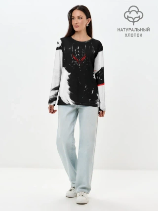 Лонгслив женский. Хлопок / БЕРСЕРК ч/б
