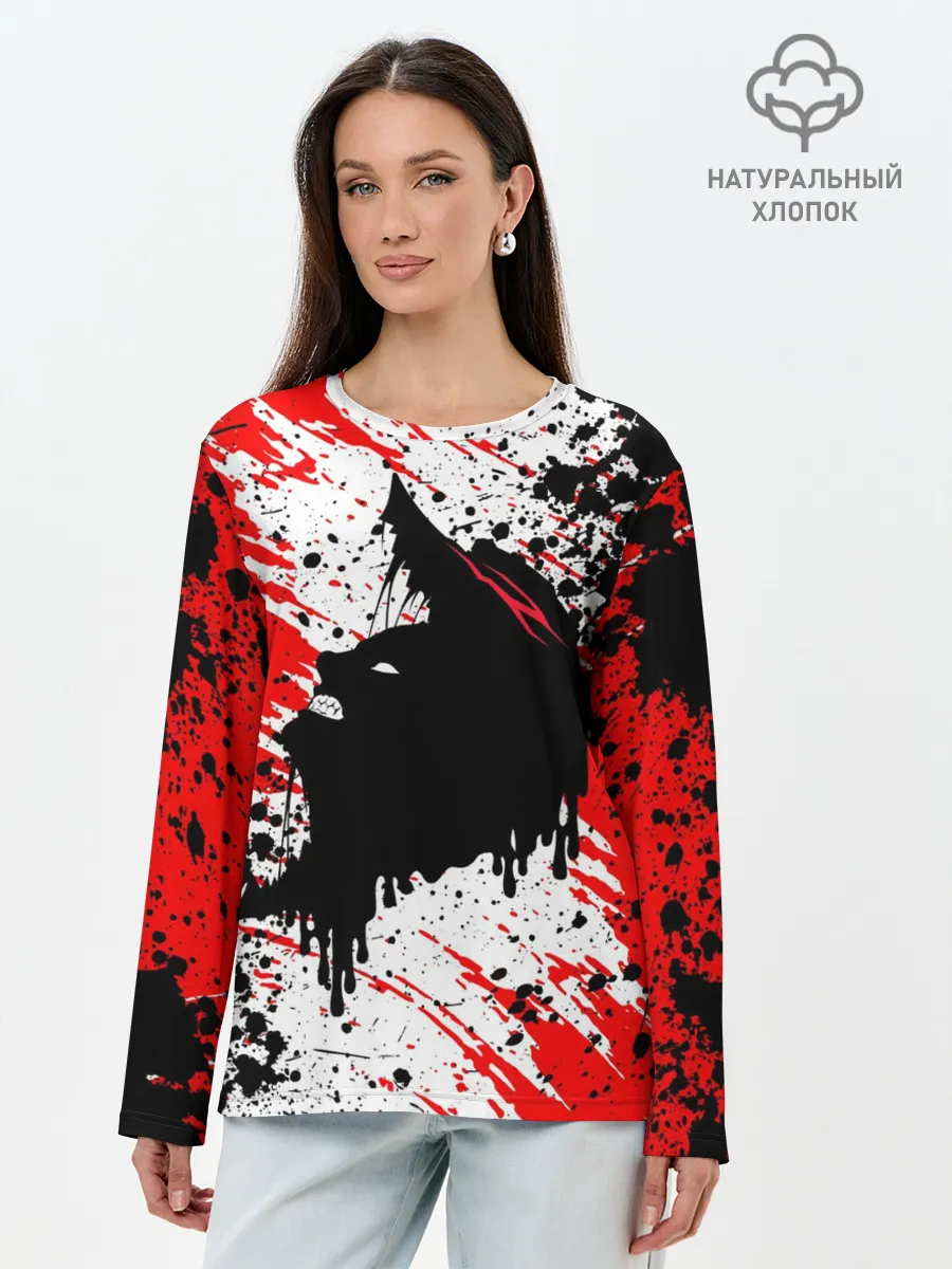 Лонгслив женский. Хлопок / БЕРСЕРК краска брызги