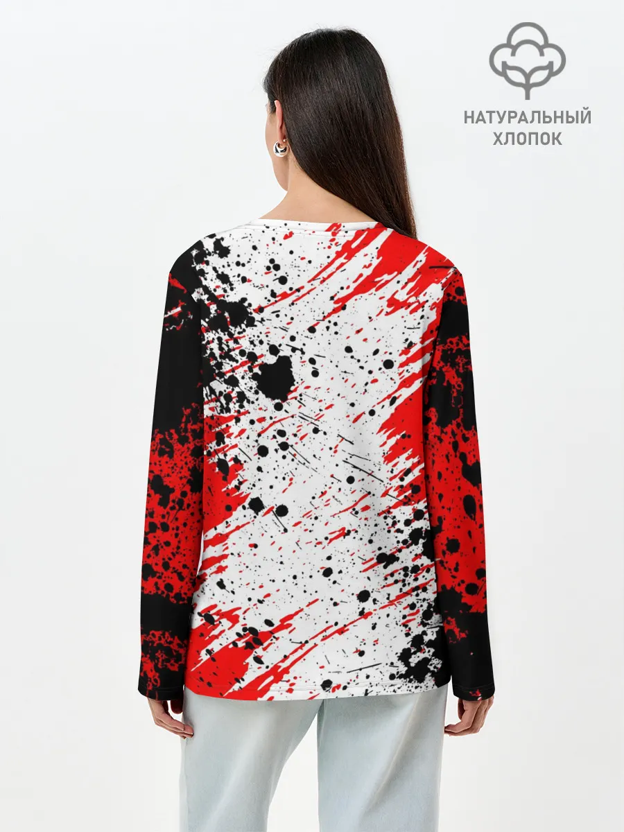 Лонгслив женский. Хлопок / БЕРСЕРК краска брызги