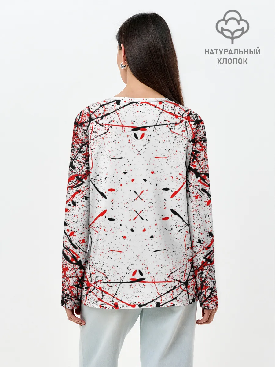 Лонгслив женский. Хлопок / БЕРСЕРК рваный лого