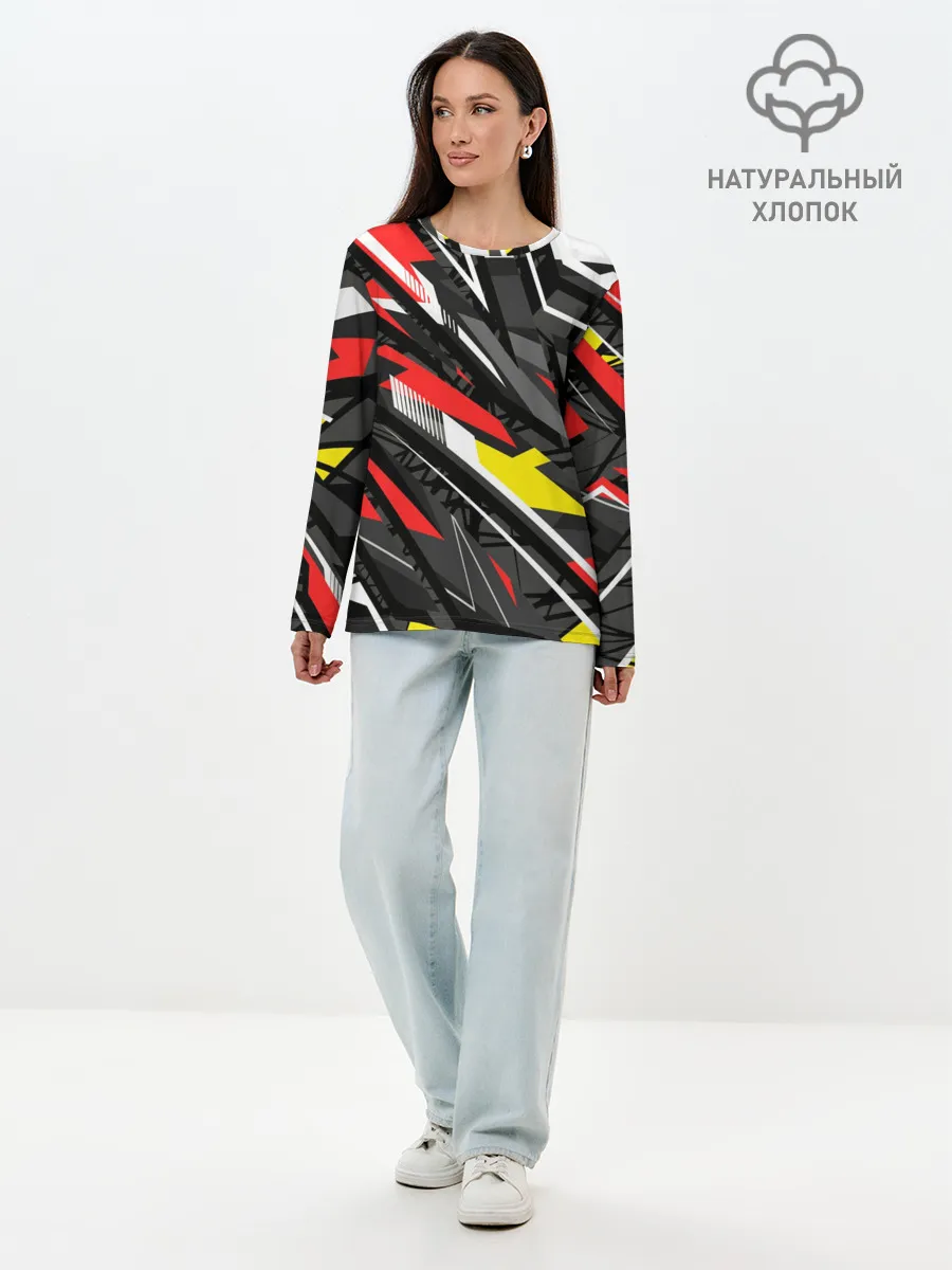 Лонгслив женский. Хлопок / Фон. Абстракция.