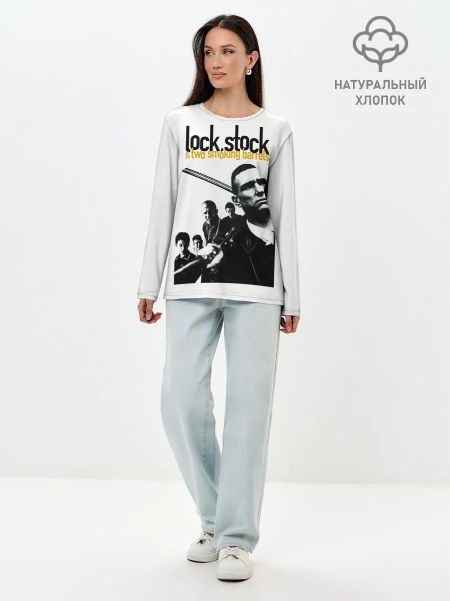 Лонгслив женский. Хлопок / Карты, деньги, два ствола.