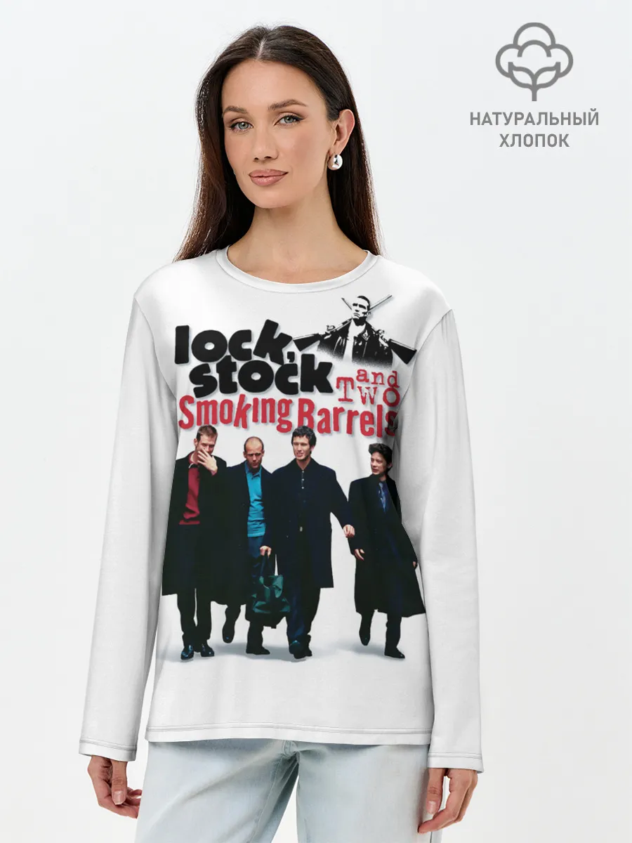 Лонгслив женский. Хлопок / Карты, деньги, два ствола.