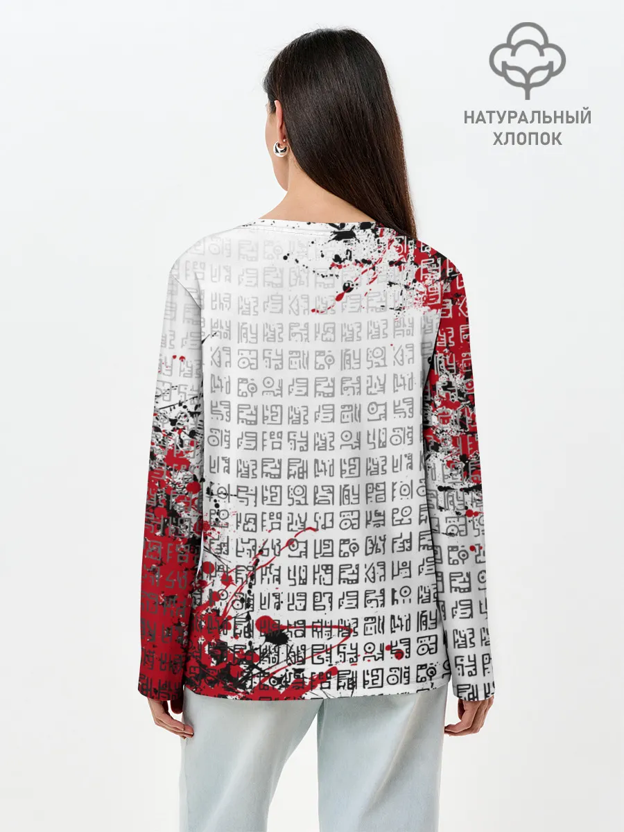 Лонгслив женский. Хлопок / Скандинавские символы