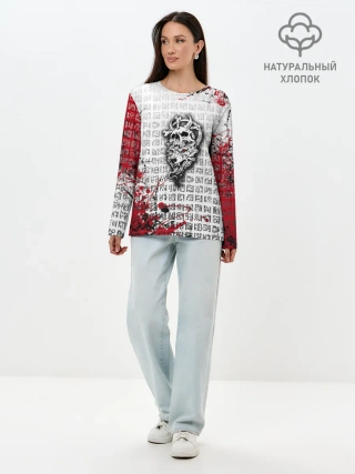 Лонгслив женский. Хлопок / Скандинавские символы