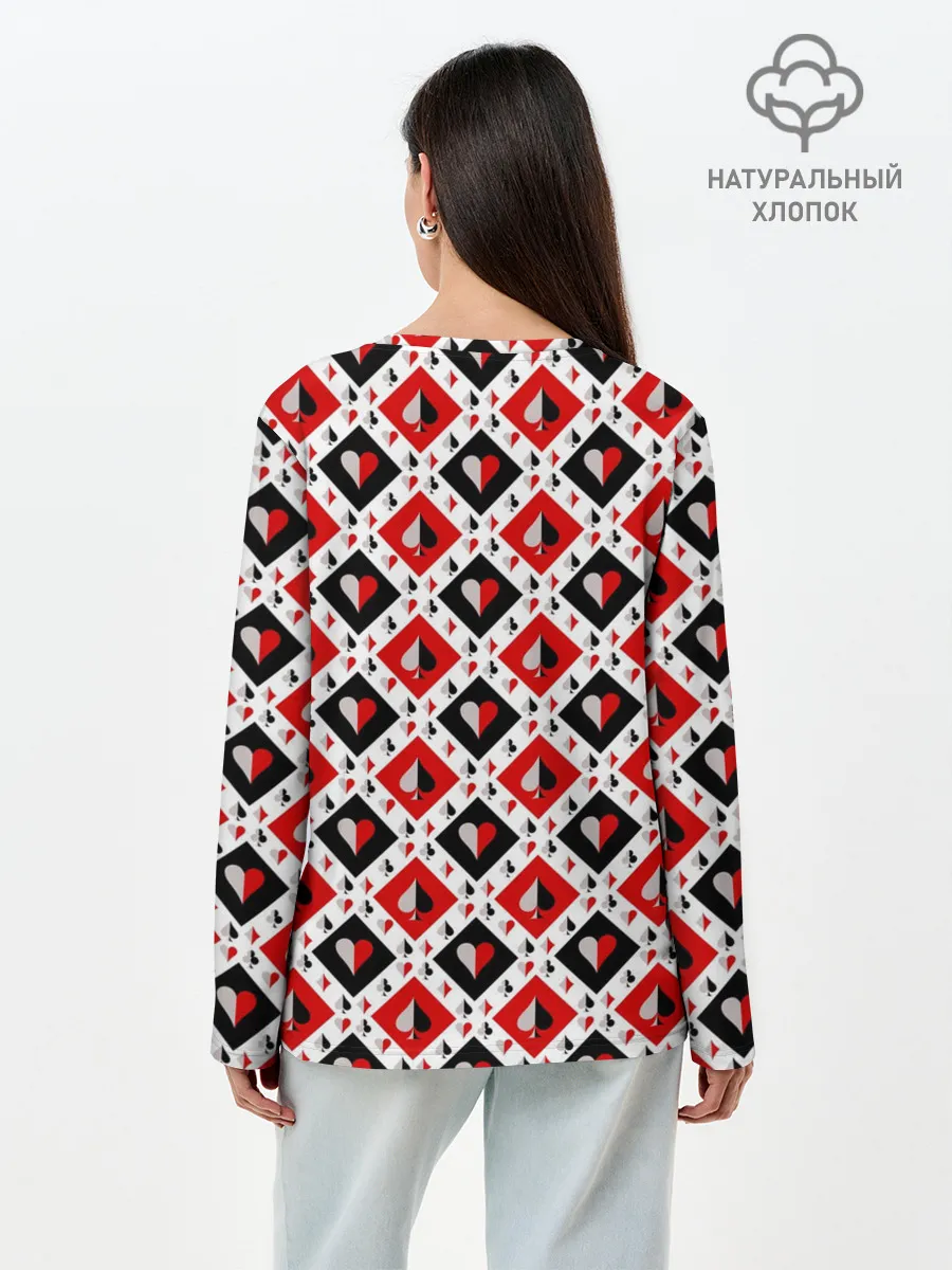 Лонгслив женский. Хлопок / Карточный Катала
