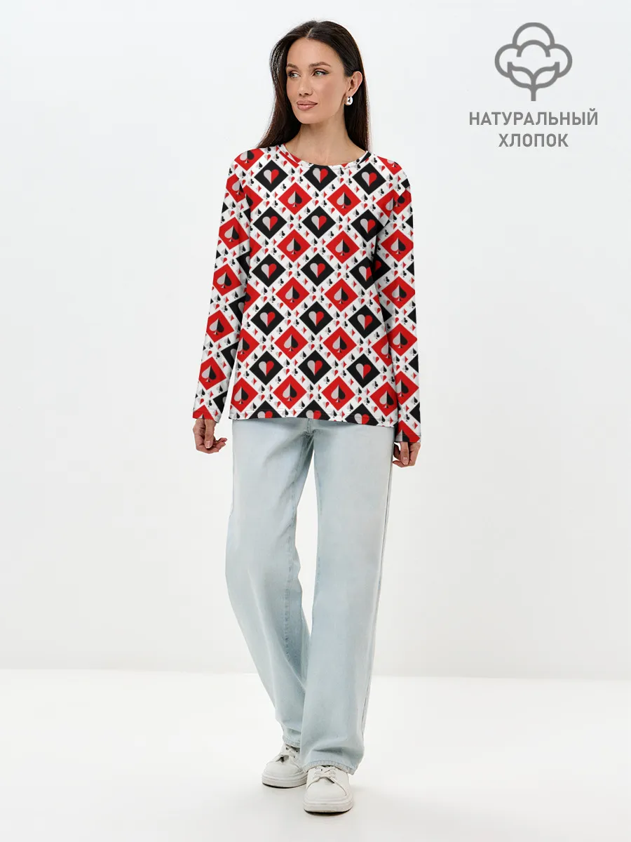 Лонгслив женский. Хлопок / Карточный Катала