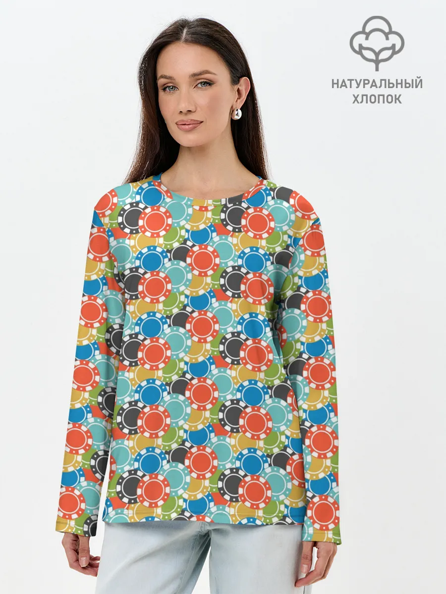 Лонгслив женский. Хлопок / Фишки