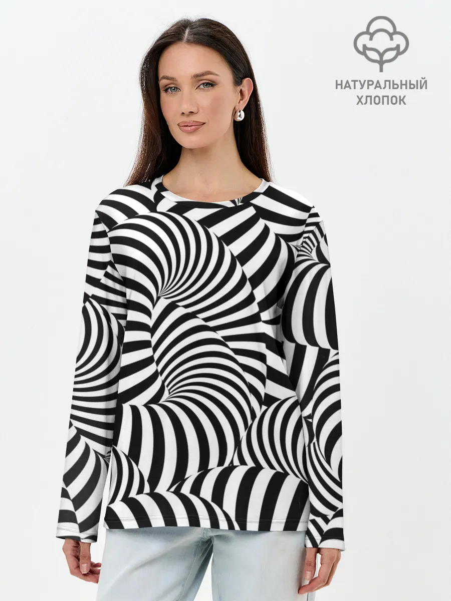 Лонгслив женский. Хлопок / Гипнотическая абстракция