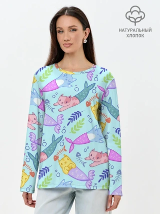Лонгслив женский. Хлопок / КОТЫ РУСАЛКИ