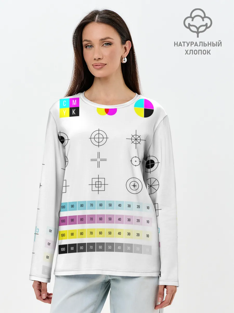 Лонгслив женский. Хлопок / CMYK