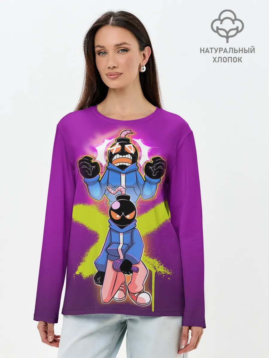 Лонгслив женский. Хлопок / whitty граффити