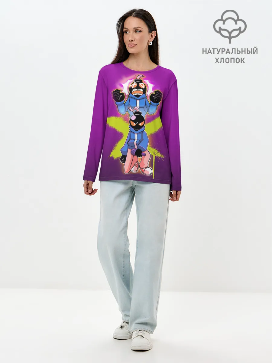 Лонгслив женский. Хлопок / whitty граффити