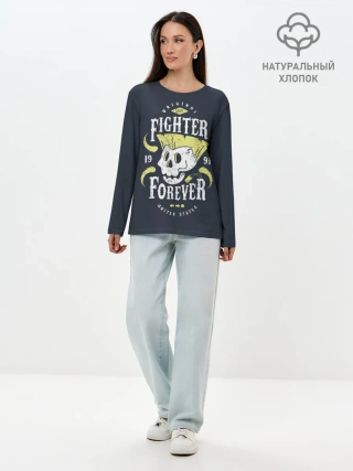 Лонгслив женский. Хлопок / Fighter forever